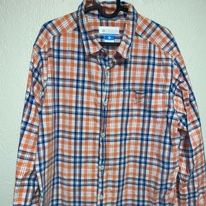 LS button down COLUMBIA Blue/Orange Plaid Large